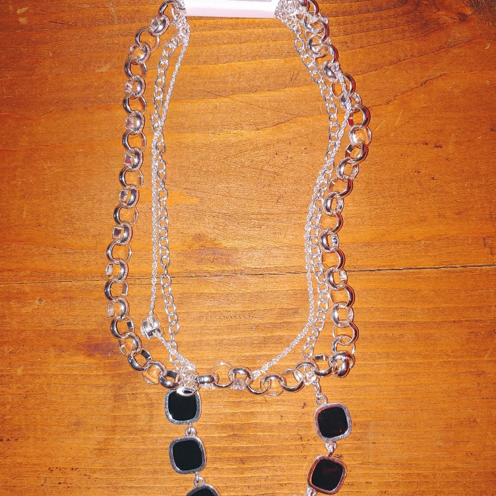 Three Layer Necklace with Gemstones